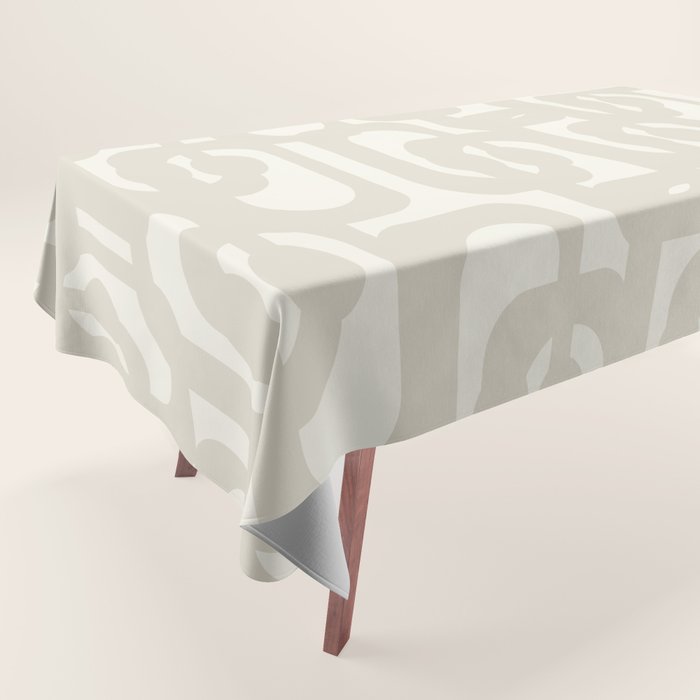 Mid Century Modern Loops Neutral Abstract Pattern in Mushroom Beige and Cream Tablecloth Gallery Image 1