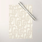 Mid Century Modern Loops Neutral Abstract Pattern in Mushroom Beige and Cream Wrapping Paper Gallery Image 1