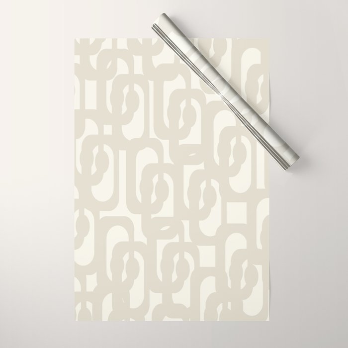 Mid Century Modern Loops Neutral Abstract Pattern in Mushroom Beige and Cream Wrapping Paper Gallery Image 1