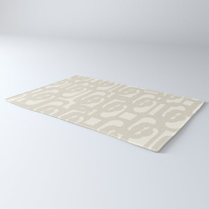 Mid Century Modern Loops Neutral Abstract Pattern in Mushroom Beige and Cream Rug Gallery Image 3