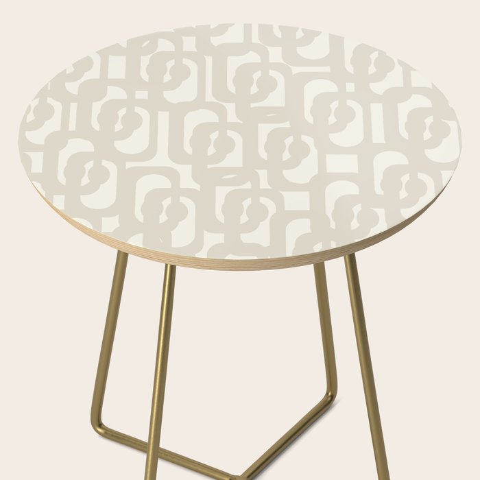 Mid Century Modern Loops Neutral Abstract Pattern in Mushroom Beige and Cream Side Table Gallery Image 2