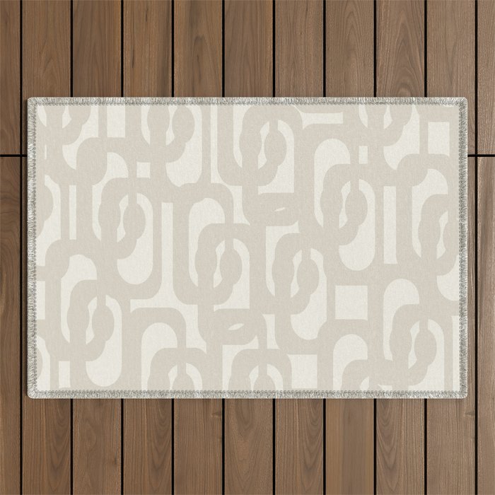 Mid Century Modern Loops Neutral Abstract Pattern in Mushroom Beige and Cream Outdoor Rug Gallery Image 1