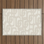 Mid Century Modern Loops Neutral Abstract Pattern in Mushroom Beige and Cream Outdoor Rug Gallery Image 1