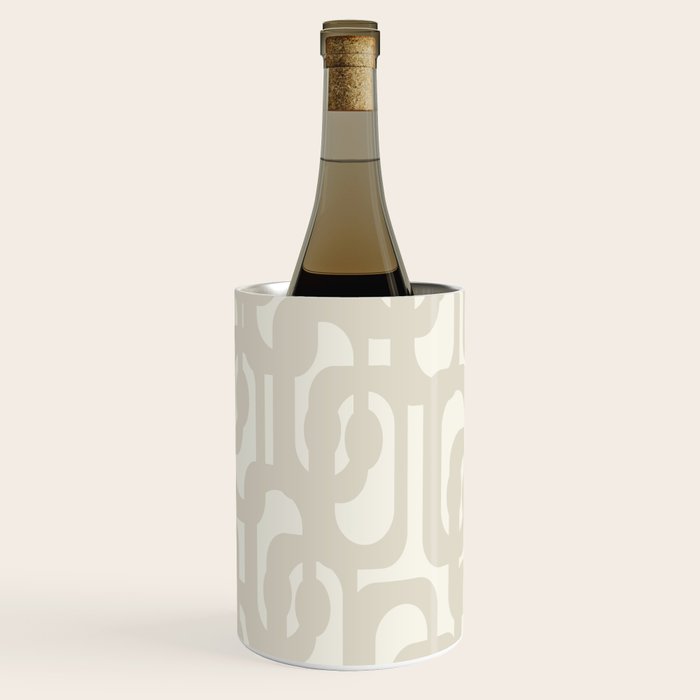 Mid Century Modern Loops Neutral Abstract Pattern in Mushroom Beige and Cream Wine Chiller Gallery Image 2