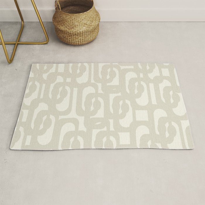 Mid Century Modern Loops Neutral Abstract Pattern in Mushroom Beige and Cream Rug Gallery Image 1