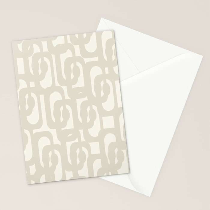 Mid Century Modern Loops Neutral Abstract Pattern in Mushroom Beige and Cream Stationery Card Gallery Image 2