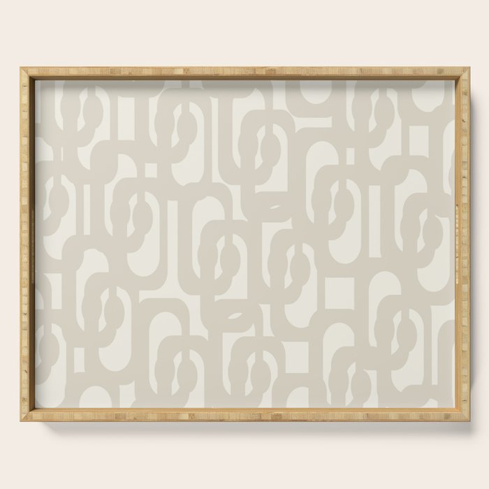 Mid Century Modern Loops Neutral Abstract Pattern in Mushroom Beige and Cream Serving Tray Gallery Image 1