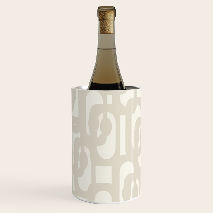 Mid Century Modern Loops Neutral Abstract Pattern in Mushroom Beige and Cream Wine Chiller Gallery Image 3