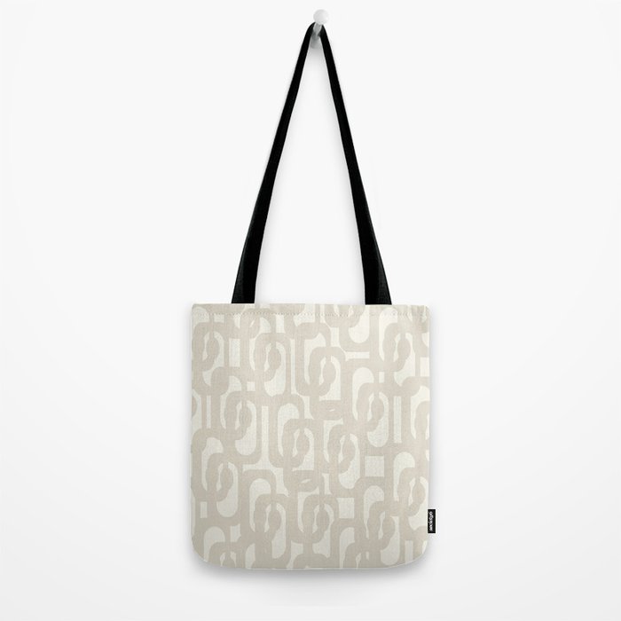 Mid Century Modern Loops Neutral Abstract Pattern in Mushroom Beige and Cream Tote Bag Gallery Image 2