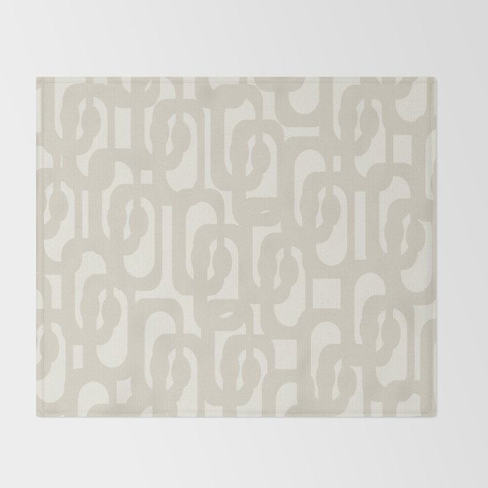 Mid Century Modern Loops Neutral Abstract Pattern in Mushroom Beige and Cream Throw Blanket Gallery Image 2