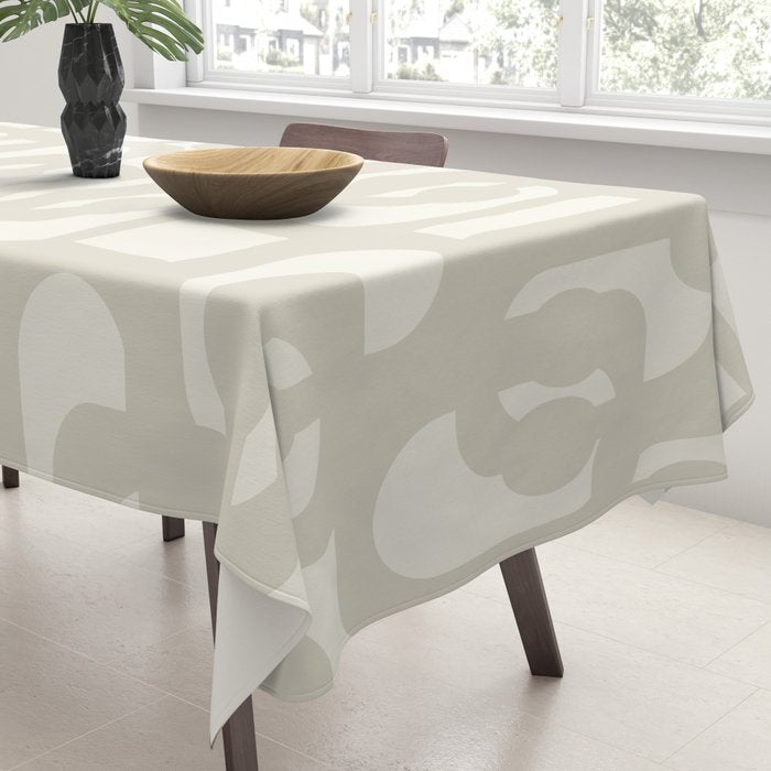 Mid Century Modern Loops Neutral Abstract Pattern in Mushroom Beige and Cream Tablecloth Gallery Image 3