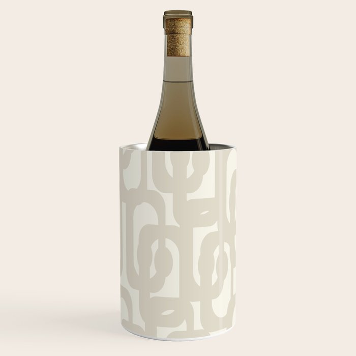 Mid Century Modern Loops Neutral Abstract Pattern in Mushroom Beige and Cream Wine Chiller Gallery Image 1