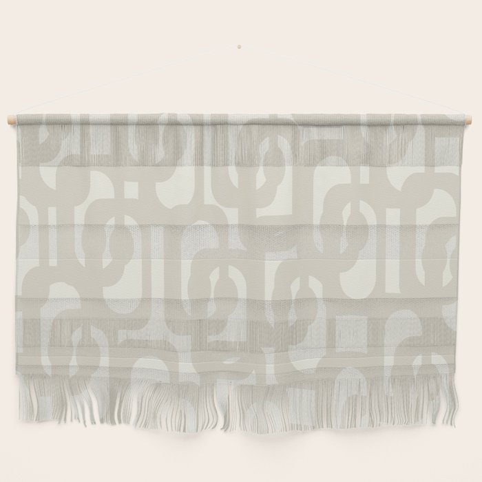 Mid Century Modern Loops Neutral Abstract Pattern in Mushroom Beige and Cream Wall Hanging Gallery Image 1