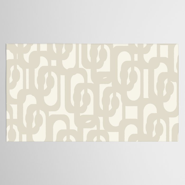 Mid Century Modern Loops Neutral Abstract Pattern in Mushroom Beige and Cream Tablecloth Gallery Image 2