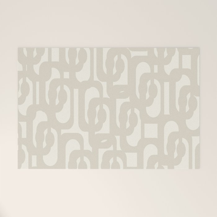 Mid Century Modern Loops Neutral Abstract Pattern in Mushroom Beige and Cream Welcome Mat Gallery Image 1