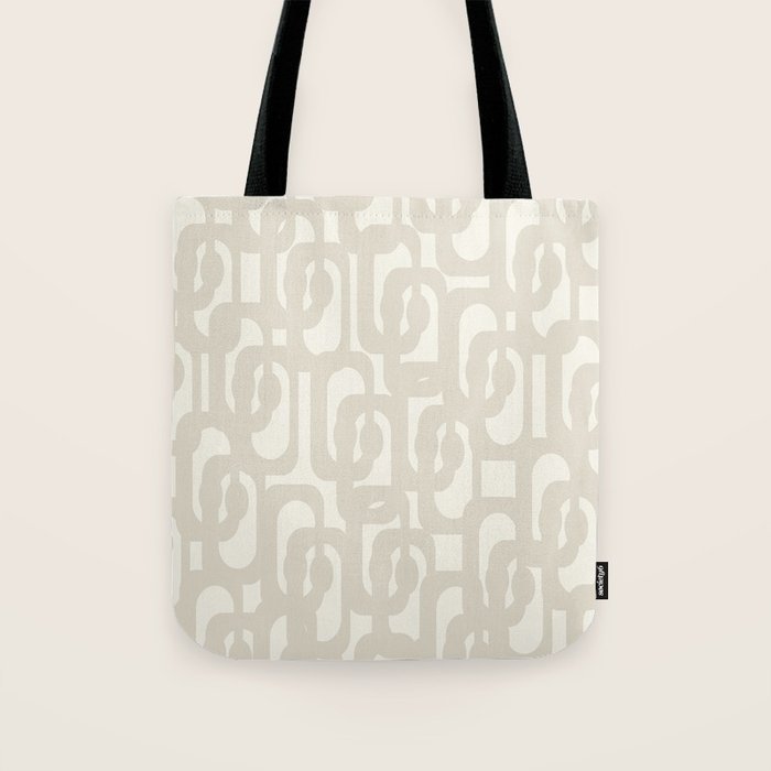Mid Century Modern Loops Neutral Abstract Pattern in Mushroom Beige and Cream Tote Bag Gallery Image 1