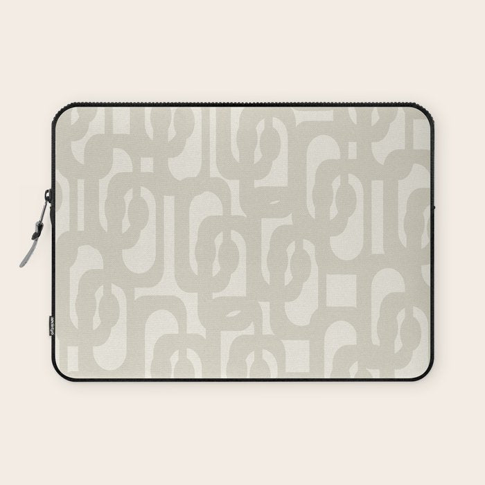 Mid Century Modern Loops Neutral Abstract Pattern in Mushroom Beige and Cream Laptop Sleeve Gallery Image 1