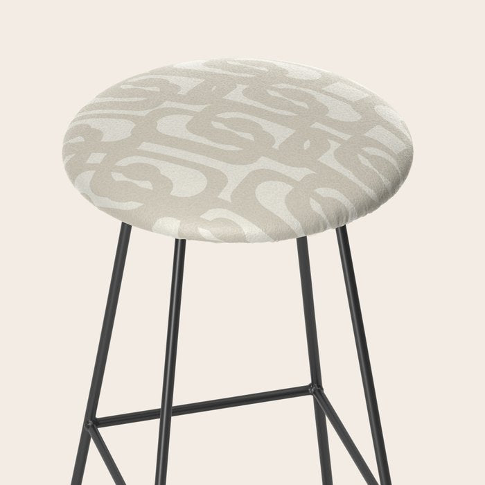 Mid Century Modern Loops Neutral Abstract Pattern in Mushroom Beige and Cream Stool Gallery Image 2