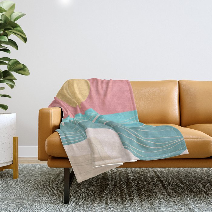 Crashing wave on sunny bay Throw Blanket Gallery Image 1