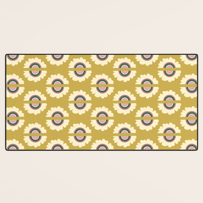Retro Rainbow Flower - Gold Desk Mat Gallery Image 3