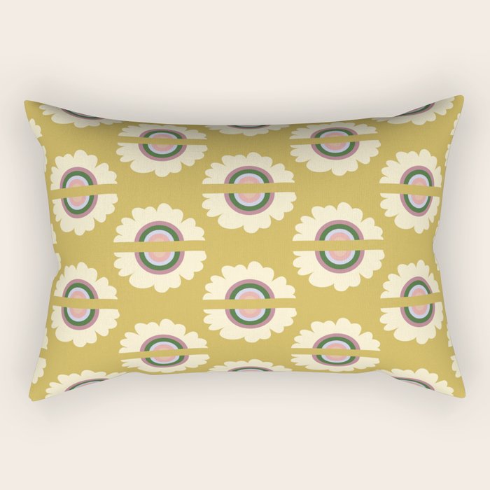 Retro Rainbow Flower - Gold Rectangular Pillow Gallery Image 2