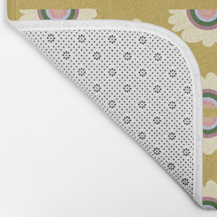 Retro Rainbow Flower - Gold Bath Mat Gallery Image 2