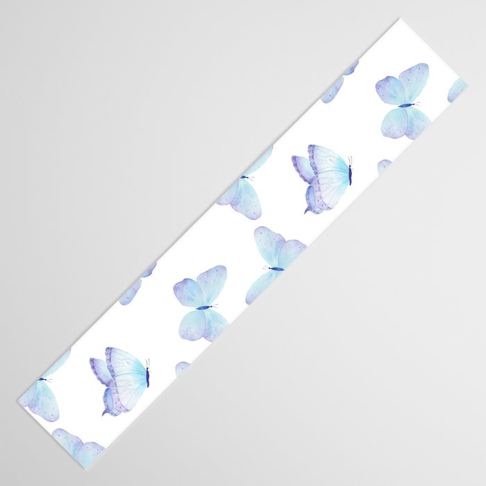 Lilac aqua blue watercolor hand painted butterfly Table Runner Gallery Image 3