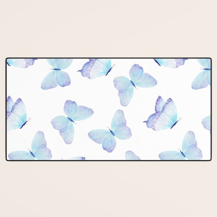 Lilac aqua blue watercolor hand painted butterfly Desk Mat Gallery Image 3