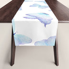 Lilac aqua blue watercolor hand painted butterfly Table Runner Gallery Image 1