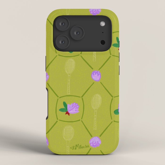 Tennis Rackets & Roses in Lime & Lavender iPhone Case Gallery Image 3