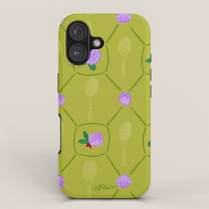 Tennis Rackets & Roses in Lime & Lavender iPhone Case Gallery Image 1