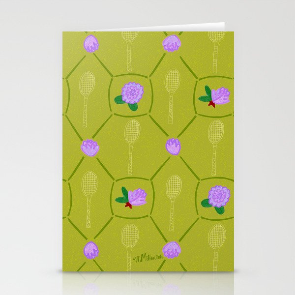 Tennis Rackets & Roses in Lime & Lavender Stationery Card Gallery Image 1