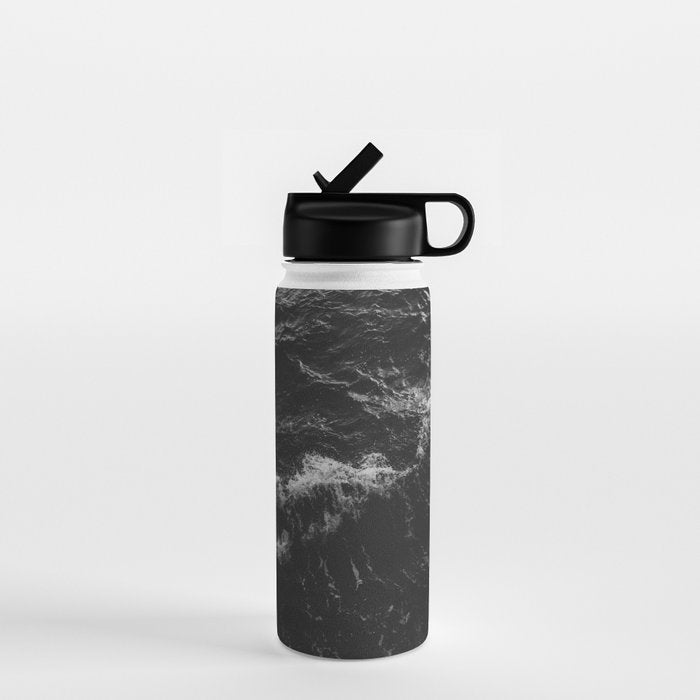 Dark Ocean in Black and. White Water Bottle Gallery Image 1