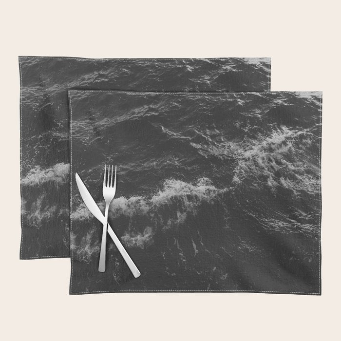 Dark Ocean in Black and. White Placemat Gallery Image 1