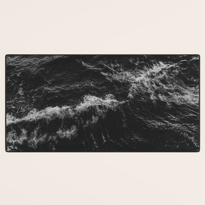 Dark Ocean in Black and. White Desk Mat Gallery Image 3