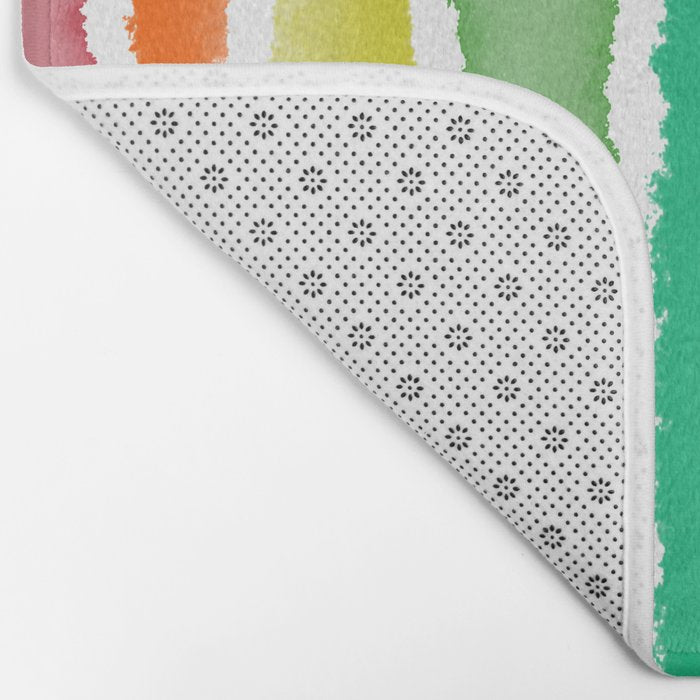 Wide Watercolor Stripes - Rainbow Colors Bath Mat Gallery Image 2
