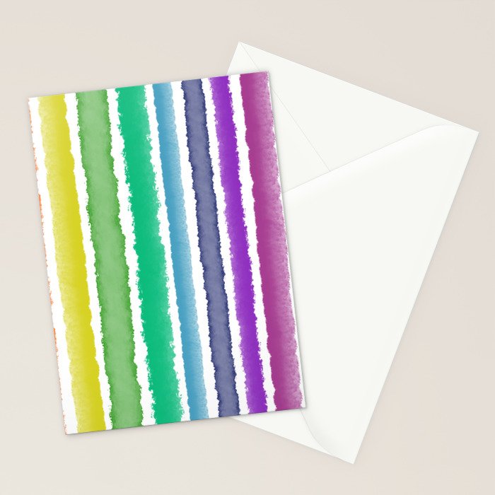 Wide Watercolor Stripes - Rainbow Colors Stationery Card Gallery Image 2
