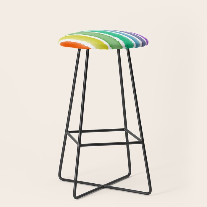 Wide Watercolor Stripes - Rainbow Colors Stool Gallery Image 1