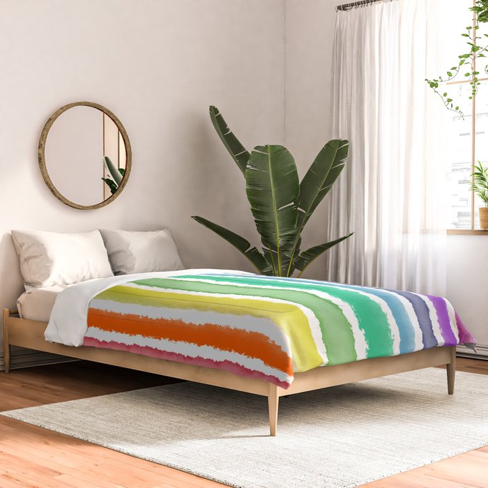 Wide Watercolor Stripes - Rainbow Colors Comforter Gallery Image 2