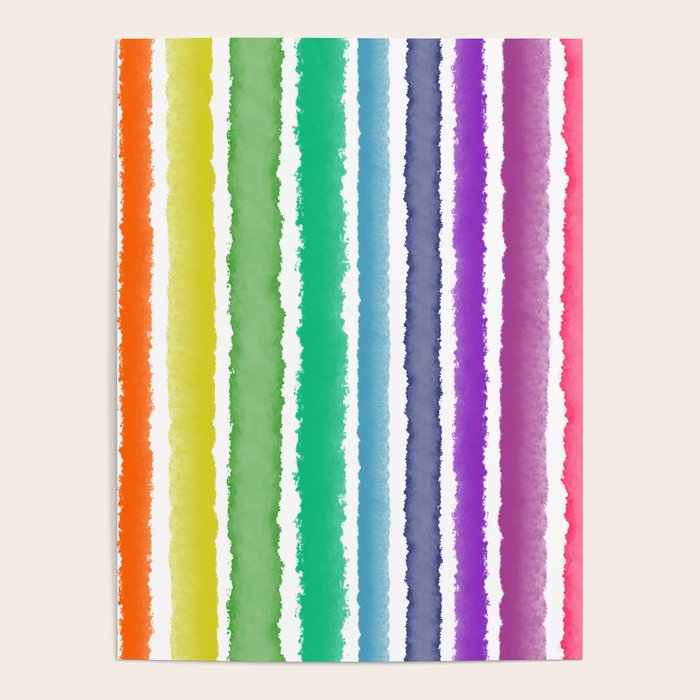 Wide Watercolor Stripes - Rainbow Colors Poster Gallery Image 4