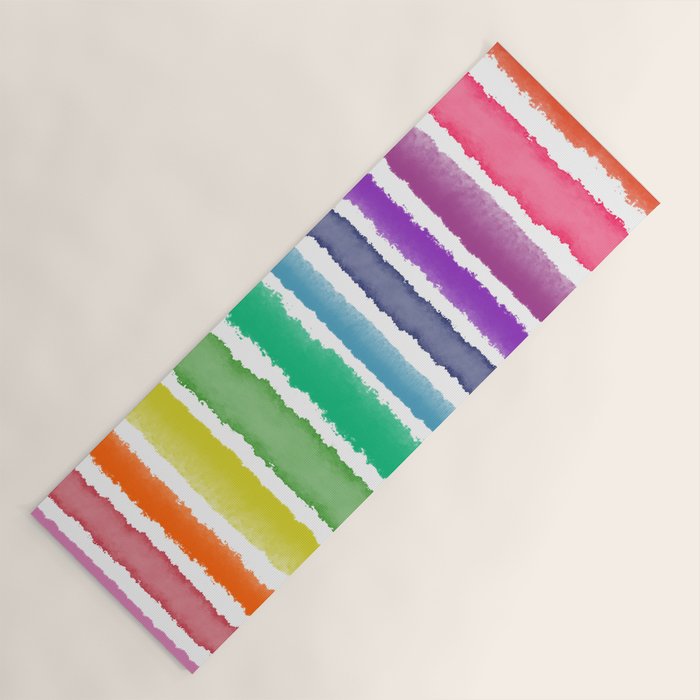 Wide Watercolor Stripes - Rainbow Colors Yoga Mat Gallery Image 1