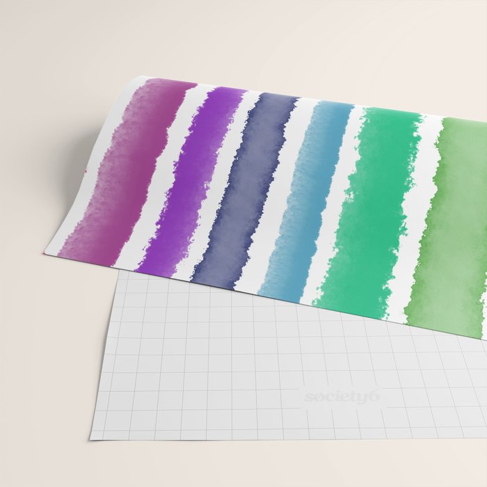 Wide Watercolor Stripes - Rainbow Colors Wrapping Paper Gallery Image 2