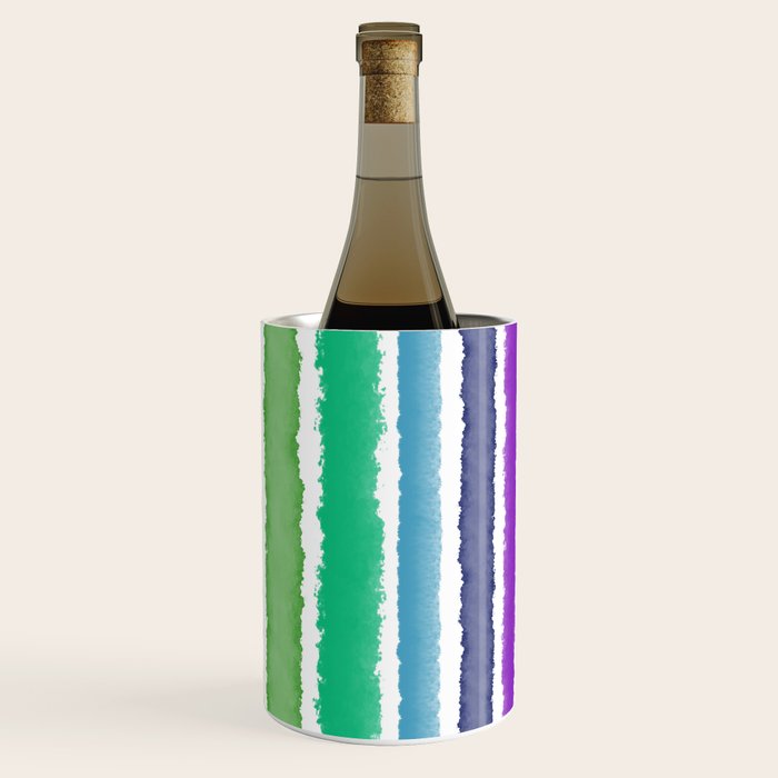 Wide Watercolor Stripes - Rainbow Colors Wine Chiller Gallery Image 1