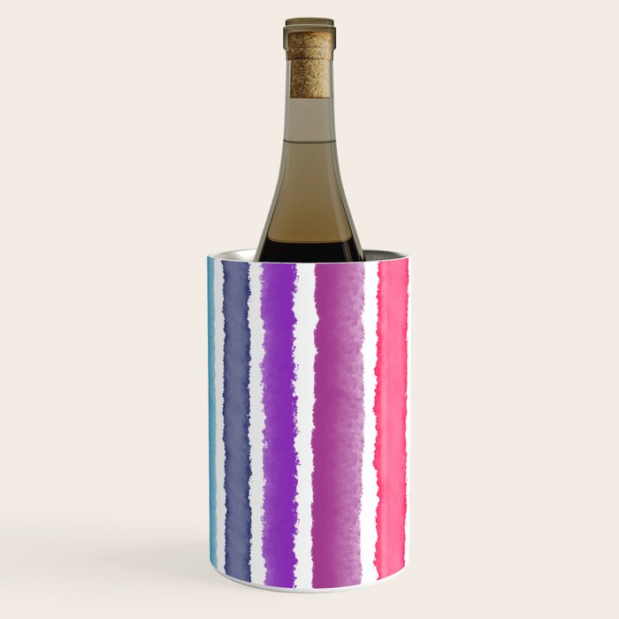 Wide Watercolor Stripes - Rainbow Colors Wine Chiller Gallery Image 3