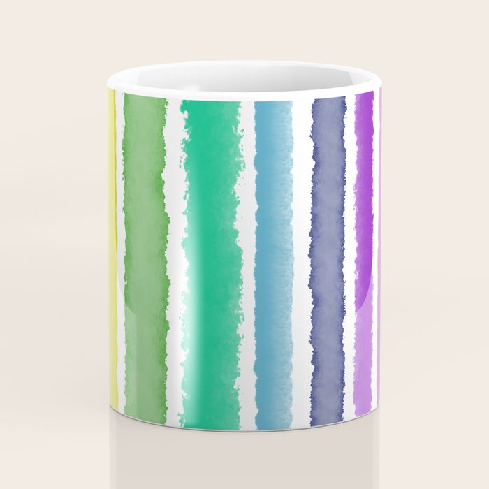 Wide Watercolor Stripes - Rainbow Colors Coffee Mug Gallery Image 4