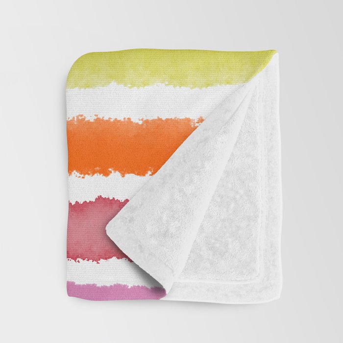 Wide Watercolor Stripes - Rainbow Colors Throw Blanket Gallery Image 3