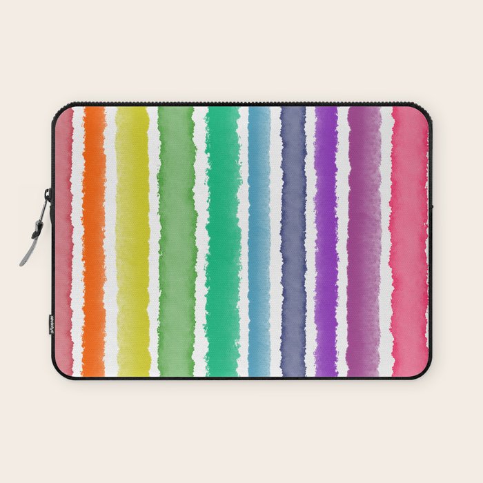 Wide Watercolor Stripes - Rainbow Colors Laptop Sleeve Gallery Image 1