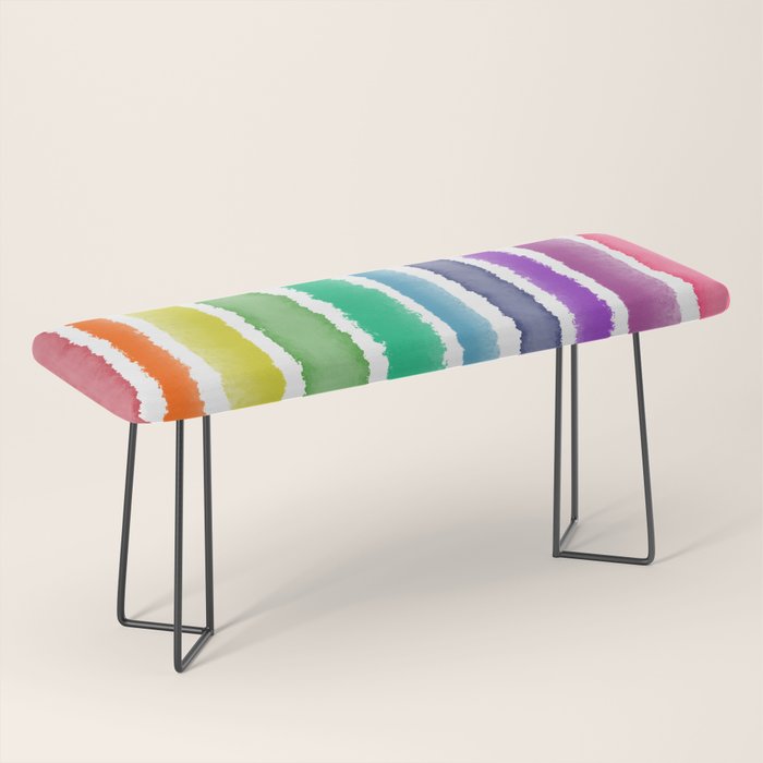 Wide Watercolor Stripes - Rainbow Colors Bench Gallery Image 1