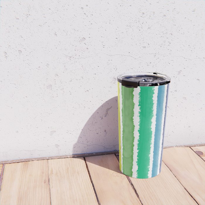 Wide Watercolor Stripes - Rainbow Colors Travel Mug Gallery Image 4