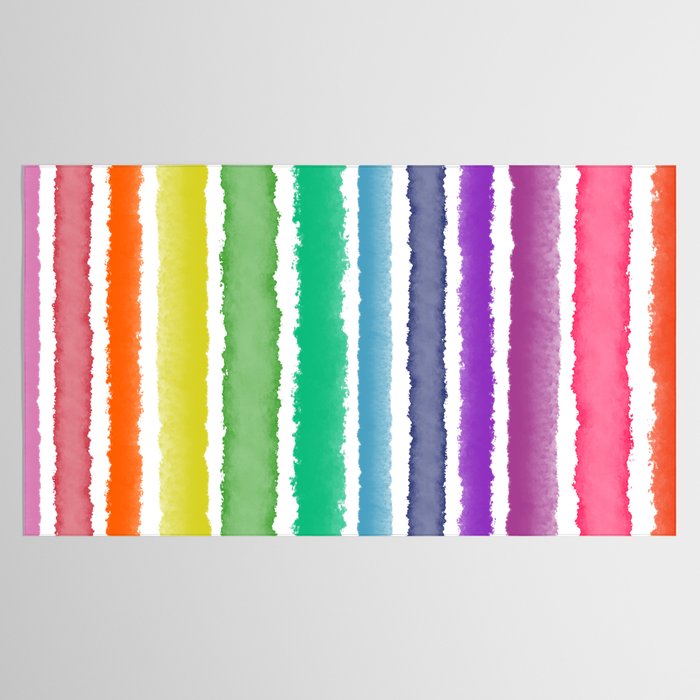 Wide Watercolor Stripes - Rainbow Colors Tablecloth Gallery Image 2